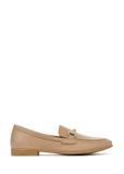 Leather dark beige women's moccasins with buckle BUTYD-0916-93(W25)