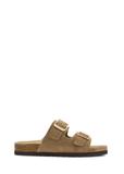 Women's leather flip-flops in cool beige BUTYD-1158-1K(W26)