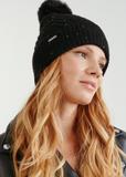 Black women's cap with pompom CZADT-0175-99(Z24)