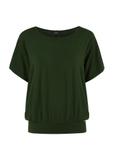 Women's green ribbed blouse BLUDT-0170-55(W24)