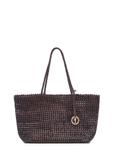 Brown leather woven handbag TORES-1300-1I(W26)