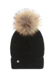 Black women's cap with pompom CZADT-0040A-99(Z23)