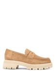 Beige leather platform loafers BUTYD-1069-1B(W26)