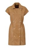 Leather waist dress in camel color SUKDS-0049-1336(Z23)