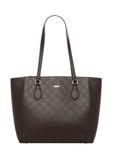 Brown women's shopper bag with monogram TOREC-1291-1I(Z26)