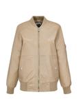 Beige leather women's bomber jacket KURDS-0477-1187(W24)