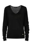 Women's black woolen sweater SWEDT-0224-99(Z24)