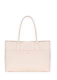 Women's beige leather shopper bag TORES-0989-81(W24)