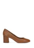 Brown leather pumps with block heel BUTYD-1170-88(W25)