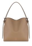 Beige imitation leather shopper bag TOREC-0903-81(W24)