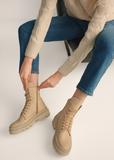 Beige leather insulated women's ankle boots BUTYD-1103-81(Z25)