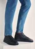 Black leather men's sneakers BUTYM-0466-99(Z25)