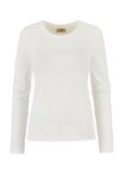 Cream ribbed women's longsleeve blouse LSLDT-0043-12(W25)