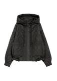 Black short quilted oversize jacket KURDT-0660-99(W26)