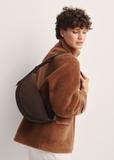 Brown suede semicircular women's handbag TORES-1178-89(Z25)