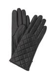 Women's black leather gloves REKDS-0079-99(Z24)