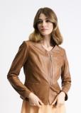 Women's cognac leather jacket KURDS-0232-1228(Z23)