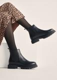 Black women's leather ankle boots BUTYD-1093-99(Z25)