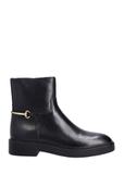Women's black leather ankle boots BUTYD-1290-99(Z26)