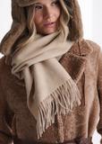 Wool beige women's scarf SZADT-0092-16(Z24)