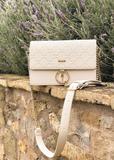 Cream women's handbag with monogram TOREC-0536B-12(W25)
