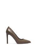 Women's leather high heels in dark beige BUTYD-1217-1K(Z26)