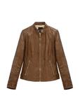 Women's brown leather jacket KURDS-0602-1F(W26)