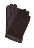 Men's Brown Herringbone Leather Gloves REKMS-0073R-1I(Z26)
