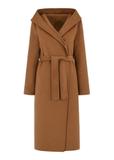 Women's long brown oversize coat PLADT-0052-24(W24)