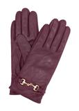 Burgundy women's leather gloves with buckle REKDS-0087-49(Z25)