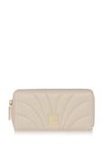 Large cream women's wallet with stitching PORES-0800B-12(W23)