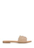 Women's suede flip-flops in cool beige BUTYD-1255-1K(W26)