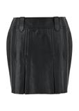 Black leather pleated mini skirt SPCDS-0070-1040(W24)