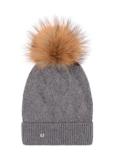 Gray women's cap with pom-pom CZADT-0040A-91(Z23)