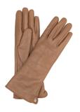 Long beige leather women's gloves REKDS-0082A-81(Z25)