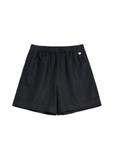 Women's linen shorts in black SZODT-0019-99(W26)