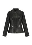 Women's waisted leather jacket KURDS-0400-1273(W23)