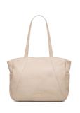 Beige leather women's shopper bag TORES-1255-1A(W26)