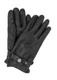 Men's black leather gloves with wool REKMS-0082-99(Z25)