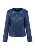 Navy blue leather jacket for women KURDS-0532-1196(W25)