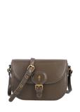 Small khaki women's messenger bag with decorative clasp TOREC-1243-8D(Z26)
