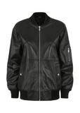 Women's black leather bomber jacket KURDS-0477-5344(W24)