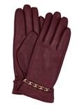 Burgundy women's leather gloves REKDS-0090-4D(Z26)