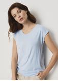 Light blue Women's T-shirt with applique TSHDT-0066-62(W22)