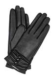 Women's black leather gloves REKDS-0032-99(Z26)