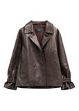 Women's dark brown leather jacket KURDS-0604-1I(W26)