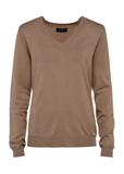 Women's V-neck sweater in camel color SWEDT-0201-83(W25)