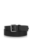 Black leather men's belt PASMS-0164A-99(W23)