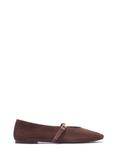 Dark brown suede women's ballet flats BUTYD-1309-1I(Z26)