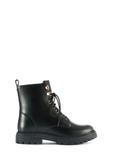 Black leather women's ankle boots BUTYD-1015A-99(Z25)